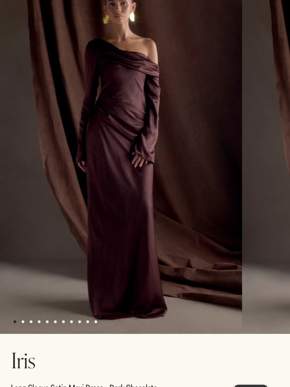 MESHKI Iris Long Sleeve Satin Maxi Dress - Dark Chocolate